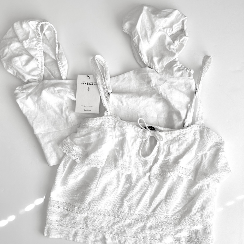 Lot of 2 White Hot Cropped Tops